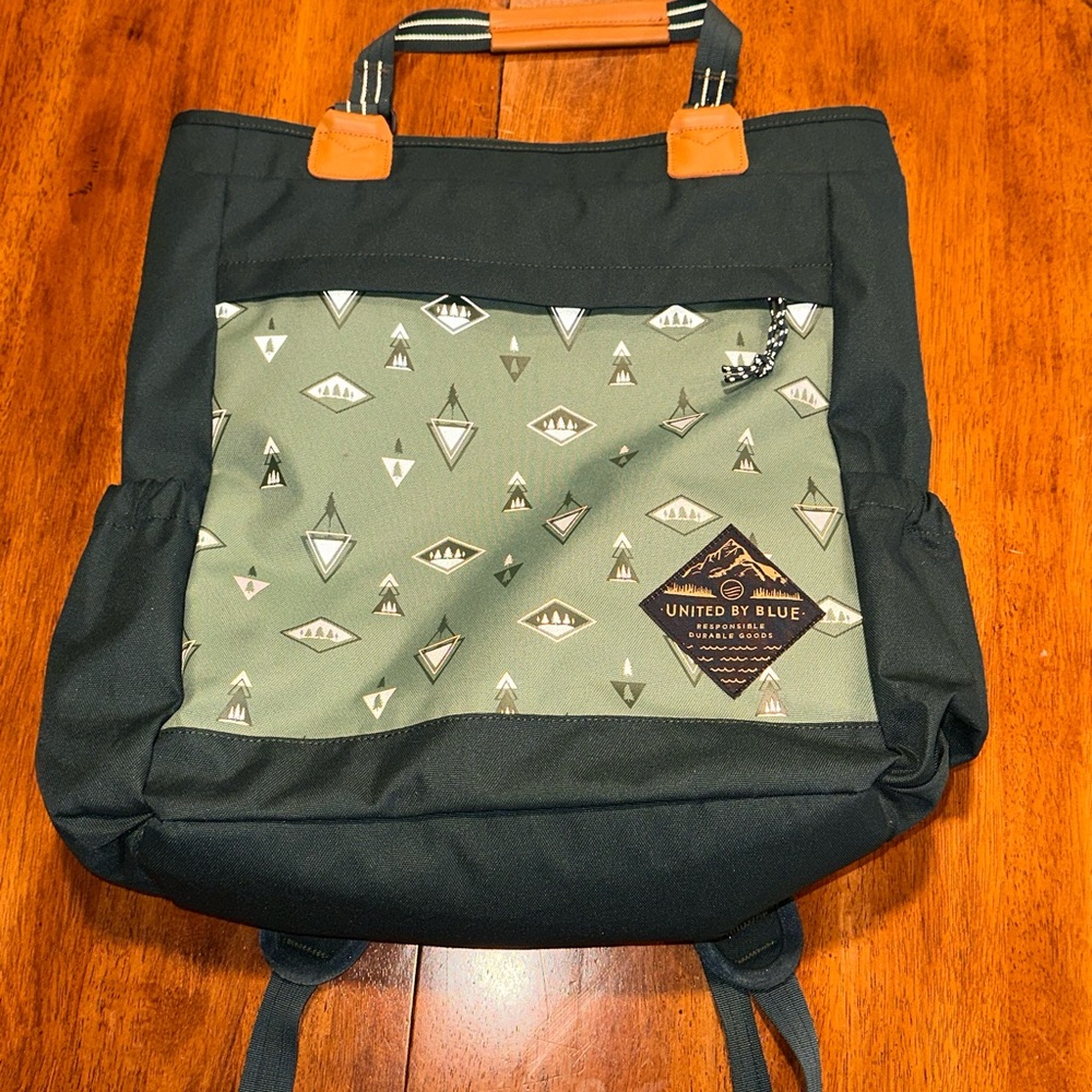 United By Blue Olive & Black Canvas Tote Backpack